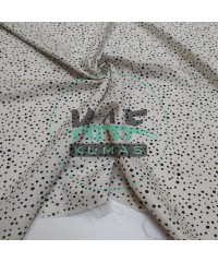 Baskılı Bambu Karışım Müslin Kumaş | Krem Zemin Puantiye Desen