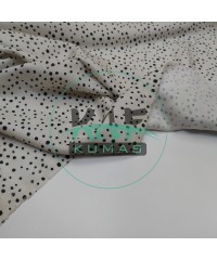 Baskılı Bambu Karışım Müslin Kumaş | Krem Zemin Puantiye Desen