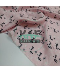 Baskılı Bambu Karışım Müslin Kumaş | Pembe Zemin Rakun Desen