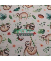 Baskılı %100 Pamuk Müslin Kumaş | Tembel Hayvan