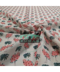 Baskılı %100 Pamuk Müslin Kumaş | Küçük Filamingo 