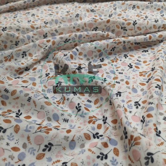 Baskılı %100 Pamuk Örme Müslin Kumaş | Küçük Yapraklar