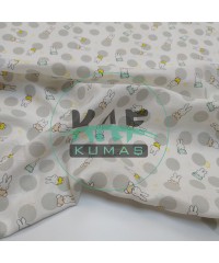 Baskılı Bambu Karışım Müslin Kumaş | Tavşan