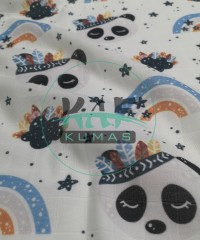 Baskılı %100 Pamuk Müslin Kumaş | Kızılderili Panda Baskılı %100 Pamuk Müslin Kumaş | Kızılderili Panda
