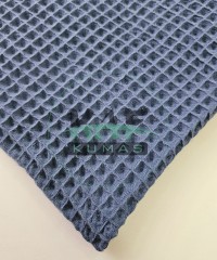 %100 Pamuklu 1 mt Büyük Kareli İndigo Waffle Pike Kumaş