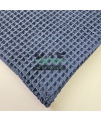 %100 Pamuklu 1 mt Büyük Kareli İndigo Waffle Pike Kumaş