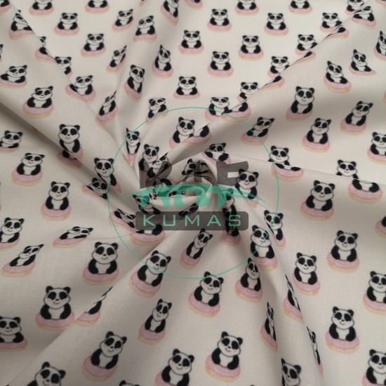 Baskılı Poplin Kumaş | Sevimli Panda Baskılı Poplin Kumaş | Sevimli Panda