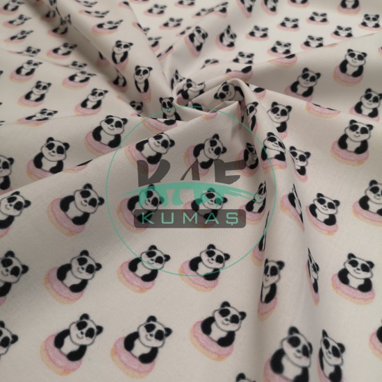 Baskılı Poplin Kumaş | Sevimli Panda Baskılı Poplin Kumaş | Sevimli Panda