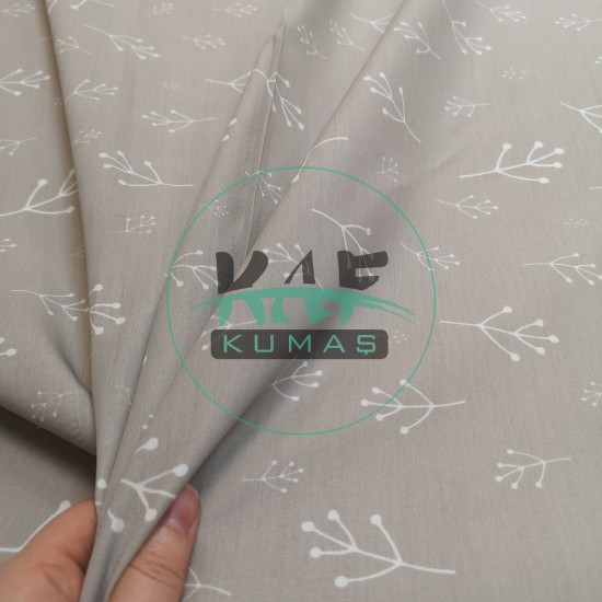 Baskılı Poplin Kumaş | Floral Gri Zemin Baskılı Poplin Kumaş | Floral Gri Zemin
