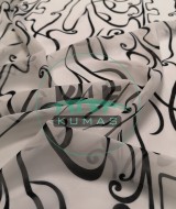 Şifon Kumaş | Ekru Siyah Geometrik