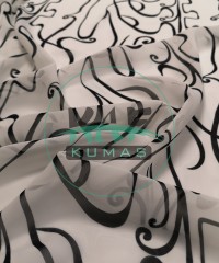 Şifon Kumaş | Ekru Siyah Geometrik Şifon Kumaş | Ekru Siyah Geometrik