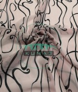 Şifon Kumaş | Pembe Siyah Geometrik