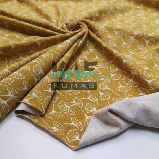Baskılı Penye Süprem Kumaş | Hardal Motif Baskılı Penye Süprem Kumaş | Hardal Motif