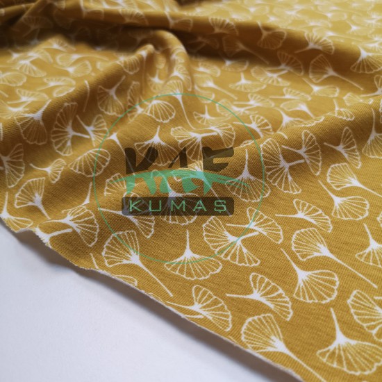 Baskılı Penye Süprem Kumaş | Hardal Motif Baskılı Penye Süprem Kumaş | Hardal Motif