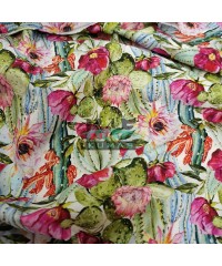 Baskılı Pamuk Penye Süprem Kumaş| Renkli Çiçekler