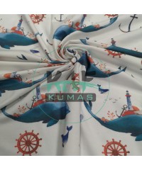 Dijital Baskılı Penye Süprem Parça Kumaş | Balina