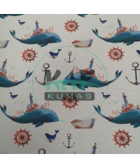 Dijital Baskılı Penye Süprem Parça Kumaş | Balina