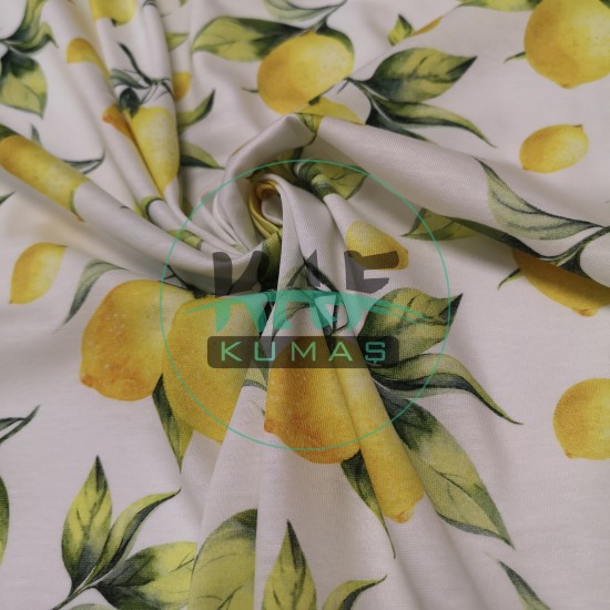 Dijital Baskılı Penye Süprem Kumaş  | Limon