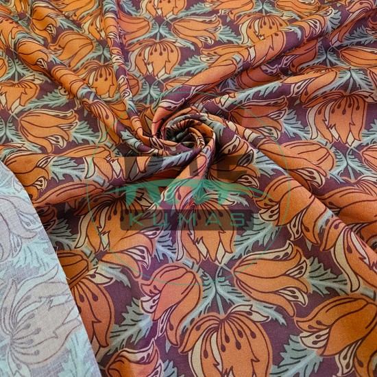 %100 Pamuk Dokuma Vual Kumaş | Terracotta Renk Yazlık Elbiselik Kumaş