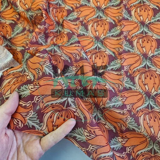 %100 Pamuk Dokuma Vual Kumaş | Terracotta Renk Yazlık Elbiselik Kumaş