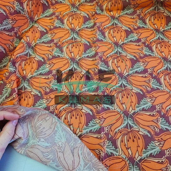 %100 Pamuk Dokuma Vual Kumaş | Terracotta Renk Yazlık Elbiselik Kumaş