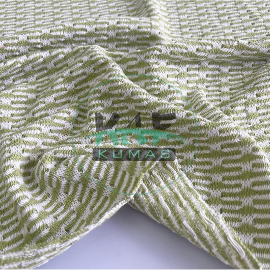 Zara Kumaş | Yeşil Beyaz Jakarlı Parça Kumaş 61