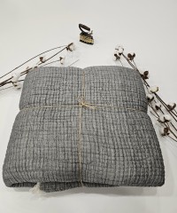7 Katlı Antrasit Çift Taraflı Dolgulu Çift Kişilik Müslin Battaniye | 230 x 240 cm 7 Katlı Antrasit Çift Taraflı Dolgulu Çift Kişilik Müslin Battaniye | 230 x 240 cm