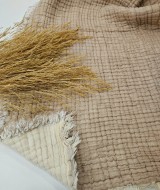 7 Katlı Bej Çift Taraflı Dolgulu Çift Kişilik Müslin Battaniye | 230 x 240 cm