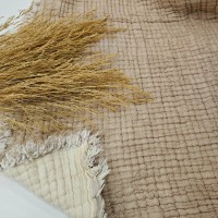 7 Katlı Bej Çift Taraflı Dolgulu Çift Kişilik Müslin Battaniye | 230 x 240 cm
