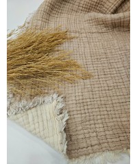 Battal Boy 7 Katlı Bej Çift Taraflı Dolgulu Çift Kişilik Müslin Battaniye | 260 x 280 cm