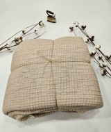 7 Katlı Bej Çift Taraflı Dolgulu Çift Kişilik Müslin Battaniye | 230 x 240 cm