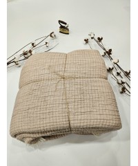 Battal Boy 7 Katlı Bej Çift Taraflı Dolgulu Çift Kişilik Müslin Battaniye | 260 x 280 cm