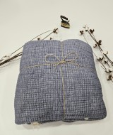 7 Katlı Denim Mavi Çift Taraflı Dolgulu Çift Kişilik Müslin Battaniye | 230 x 240 cm