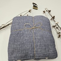 7 Katlı Denim Mavi Çift Taraflı Dolgulu Çift Kişilik Müslin Battaniye | 230 x 240 cm