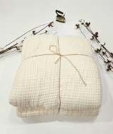 7 Katlı Ekru Çift Taraflı Dolgulu Çift Kişilik Müslin Battaniye | 230 x 240 cm