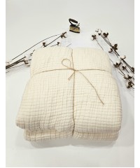 7 Katlı Ekru Çift Taraflı Dolgulu Tek Kişilik Müslin Battaniye | 270 x 170 cm