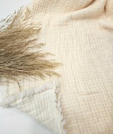 7 Katlı Ekru Çift Taraflı Dolgulu Çift Kişilik Müslin Battaniye | 230 x 240 cm