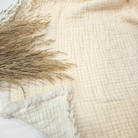 7 Katlı Ekru Çift Taraflı Dolgulu Tek Kişilik Müslin Battaniye | 270 x 170 cm