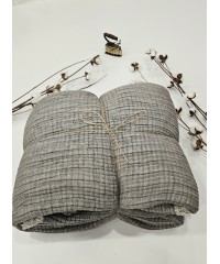 7 Katlı Gri Çift Taraflı Dolgulu Tek Kişilik Müslin Battaniye | 270 x 170 cm