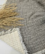 7 Katlı Gri Çift Taraflı Dolgulu Çift Kişilik Müslin Battaniye | 230 x 240 cm