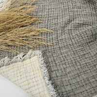 7 Katlı Gri Çift Taraflı Dolgulu Çift Kişilik Müslin Battaniye | 230 x 240 cm