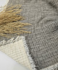 7 Katlı Gri Çift Taraflı Dolgulu Çift Kişilik Müslin Battaniye | 230 x 240 cm 7 Katlı Gri Çift Taraflı Dolgulu Çift Kişilik Müslin Battaniye | 230 x 240 cm
