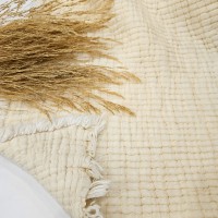 7 Katlı Krem Çift Taraflı Dolgulu Tek Kişilik Müslin Battaniye | 270 x 170 cm