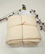 7 Katlı Krem Çift Taraflı Dolgulu Çift Kişilik Müslin Battaniye | 230 x 240 cm