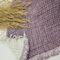 7 Katlı Mor Çift Taraflı Dolgulu Tek Kişilik Müslin Battaniye | 270 x 170 cm