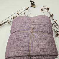 7 Katlı Mor Çift Taraflı Dolgulu Tek Kişilik Müslin Battaniye | 270 x 170 cm