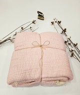 7 Katlı Pembe Çift Taraflı Dolgulu Çift Kişilik Müslin Battaniye | 230 x 240 cm