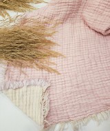7 Katlı Pembe Çift Taraflı Dolgulu Çift Kişilik Müslin Battaniye | 230 x 240 cm
