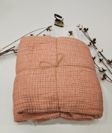 7 Katlı Mercan Renk Çift Taraflı Dolgulu Çift Kişilik Müslin Battaniye | 230 x 240 cm