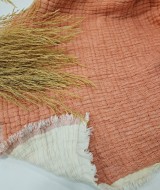 7 Katlı Mercan Renk Çift Taraflı Dolgulu Çift Kişilik Müslin Battaniye | 230 x 240 cm